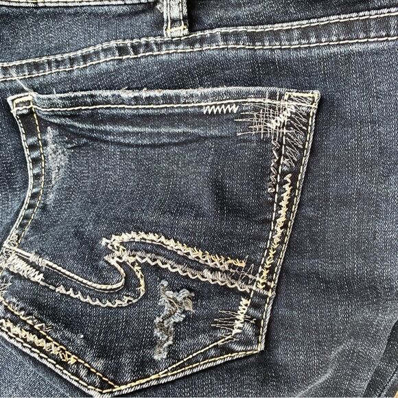 Silver SUKI SKINNY Distressed Destroyed Darker Wash Jeans Women’s W 36 L 29 - Picture 10 of 14